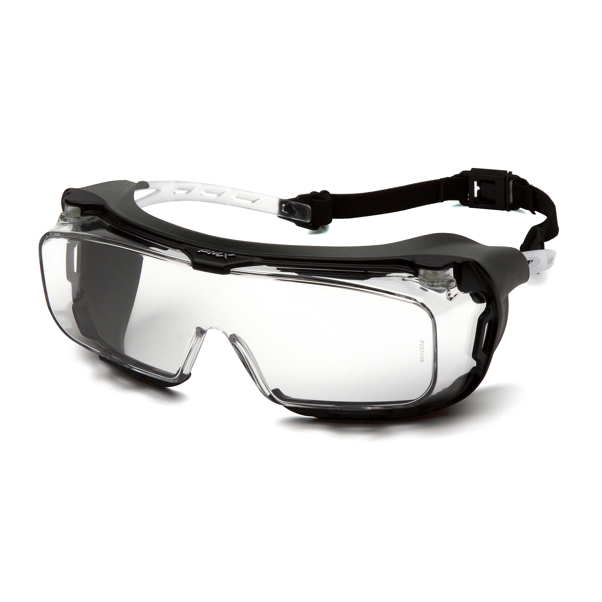 Pyramex Safety Cappture Plus Safety Glasses — Clear Temples, Clear H2X Anti-Fog Lenses, Rubber Gasket, Model# S9910STMRG
